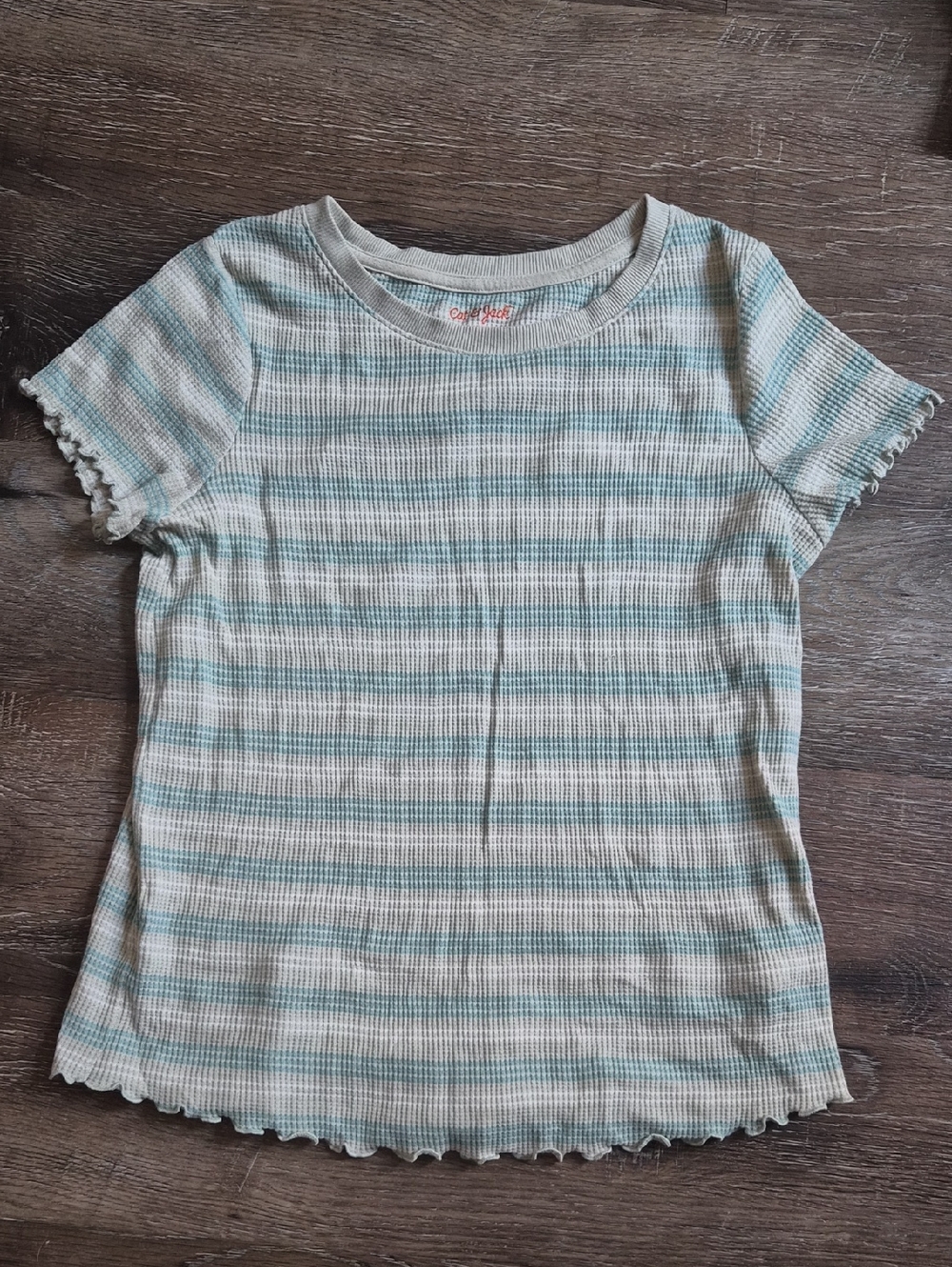 🩷Cat & Jack Sage and Aqua Striped Waffle Tee